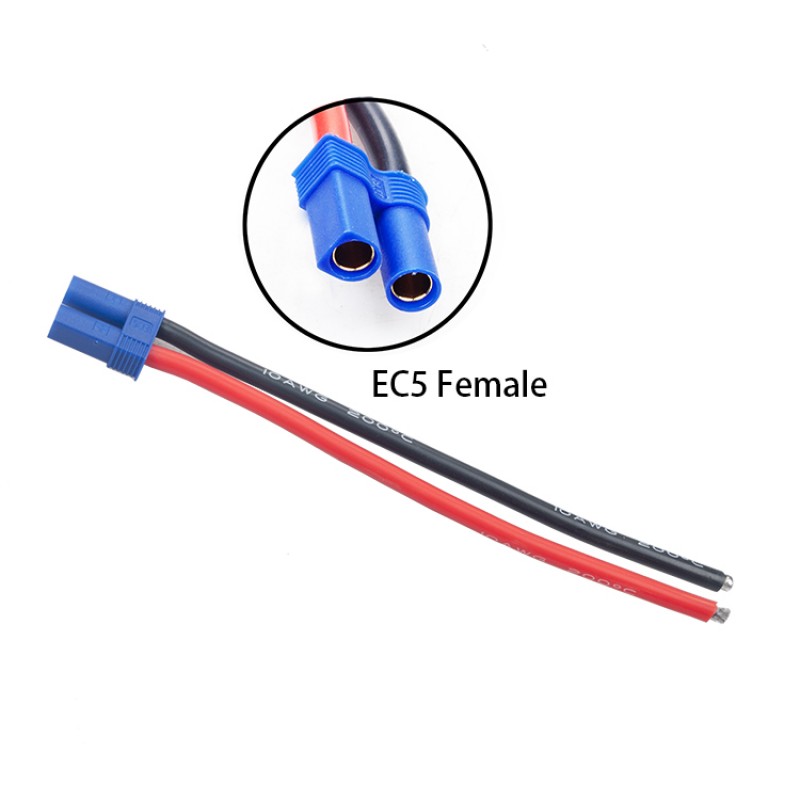 RJXHOBBY EC5 Female Connector 150mm 10awg Wire for RC ESC Charger Side Power