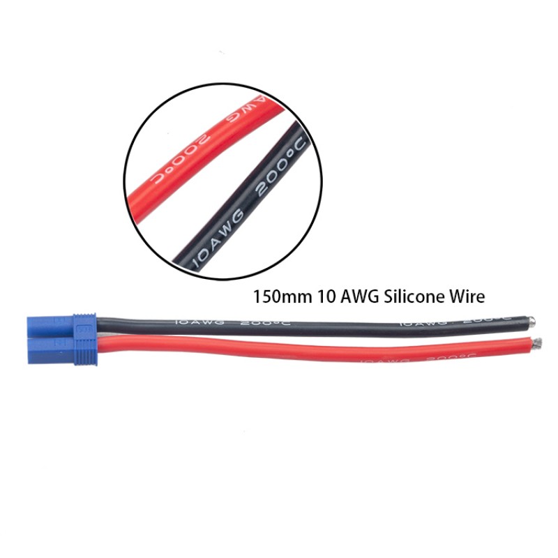 RJXHOBBY EC5 Female Connector 150mm 10awg Wire for RC ESC Charger Side Power