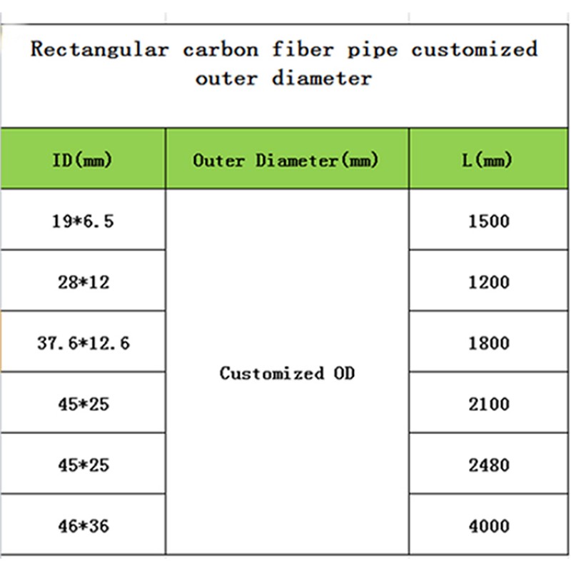 RJX Rectangular carbon fiber pipe customized outer diameter