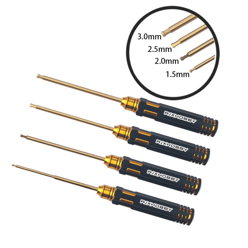RJXHOBBY Hex Ball tip Screw driver Tools Kits 1.5mm / 2.0mm / 2.5mm / 3.0mm for RC Models Car Boat Airplane FPV 