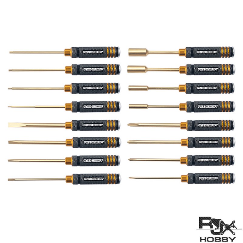 RJXHOBBY Hex /Nut/ Phillips/ Flat Screwdriver 16 pcs kits