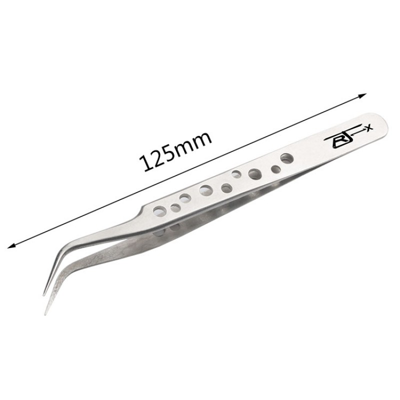 RJX High Precision 45° Curved Tweezer Stainless Steel  Cooling Hole Electronics Repair Hand Tools