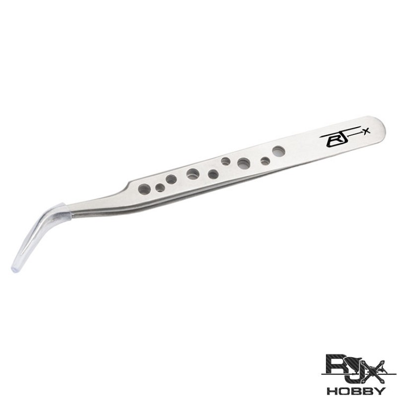 RJX High Precision 45° Curved Tweezer Stainless Steel  Cooling Hole Electronics Repair Hand Tools