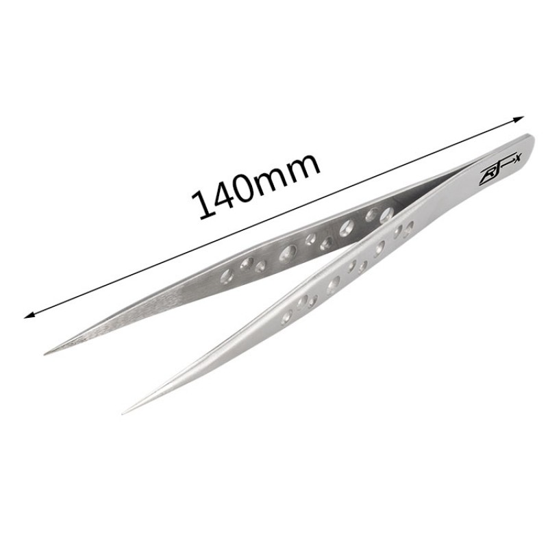RJX High Precision Straight Tweezers Stainless Steel  Cooling Hole Electronics Repair Hand Tools