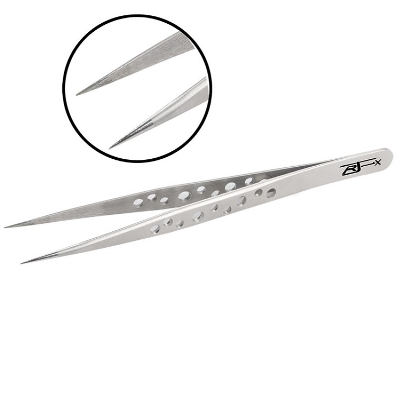 RJX High Precision Straight Tweezers Stainless Steel  Cooling Hole Electronics Repair Hand Tools