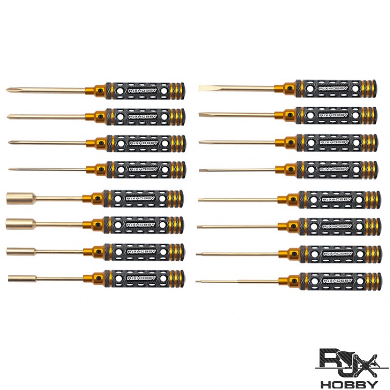 RJXHOBBY Hex /Nut/ Phillips/ Flat Screwdriver 16 pcs kits