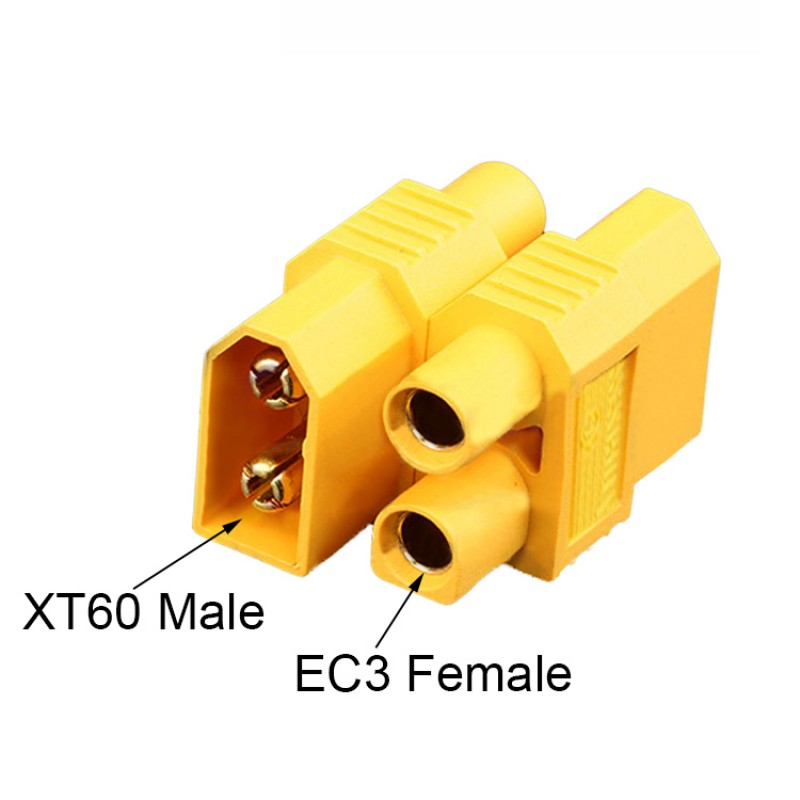 RJX 2pcs XT60-E XT60 Male Plug To EC3 Female Converter Adapter Plug