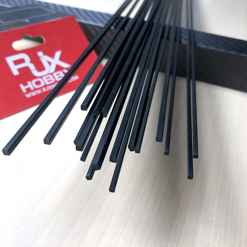 RJX 1pcs Carbon Fiber Square Solid Rods Length 1000mm diameter 2-13mm