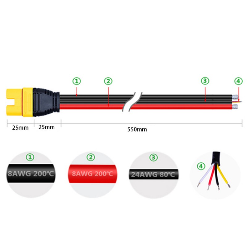 RJXHOBBY Amass AS150U Male/Female Plug Connector Resistance Adapter Cable