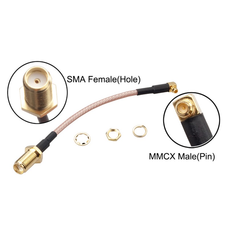 RJXHOBBY 60mm RF RG316 Pigtail SMA Female Antenna Connector to MMCX Male Coaxial Cable Adapter Right Angle