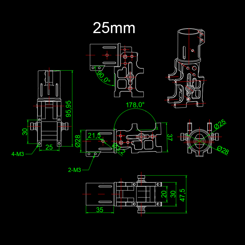 RJXHOBBY 1pcs V4 5° Z30 /Z25 Folding down Arm For Dia 30mm /25mm Automatic Double screw locking & spring RC Quadcopter Drone