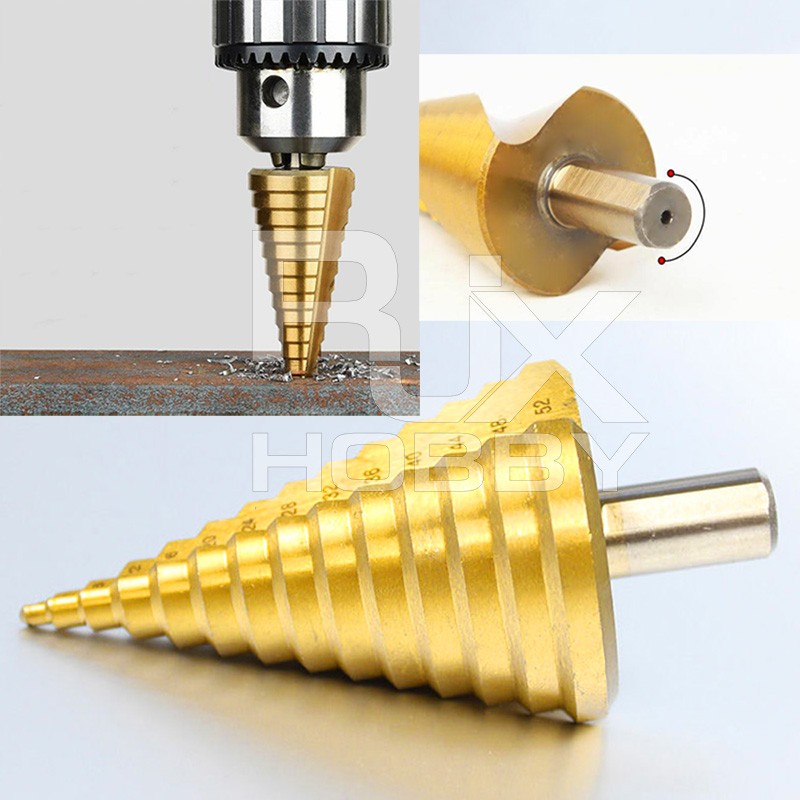 RJX 4-52mm HSS 6542 Titanium Coated Metal Step Drill Bit Cut Tool Set High Speed Steel Hole Cutter Cone Center Drill