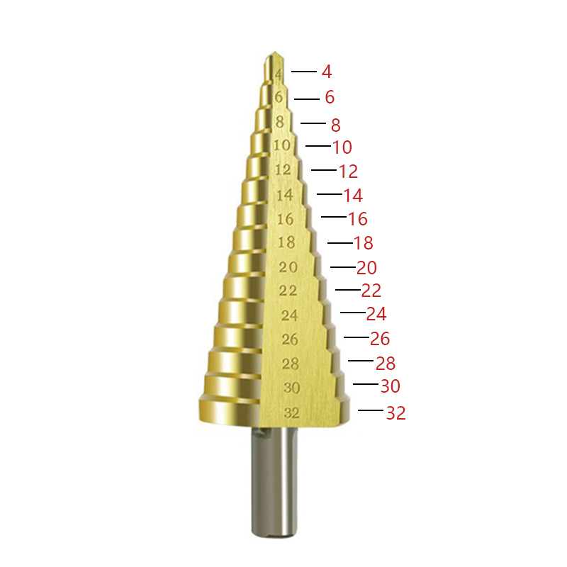 RJX 4-32mm HSS 6542 Titanium Coated Metal Step Drill Bit Cut Tool Set High Speed Steel Hole Cutter Cone Center Drill