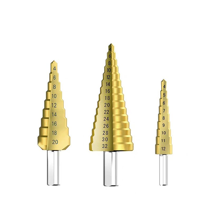 RJX 4-12mm HSS 6542 Titanium Coated Metal Step Drill Bit Cut Tool Set High Speed Steel Hole Cutter Cone Center Drill