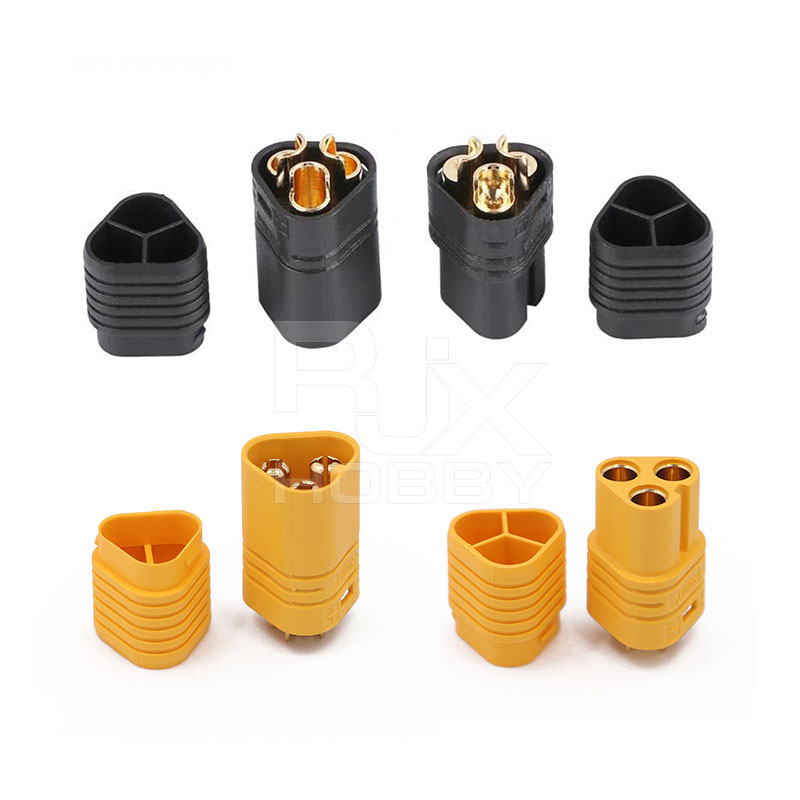 RJX 5 Pair Amass MT60 Three-hole Plug Connector Black Male & Female 