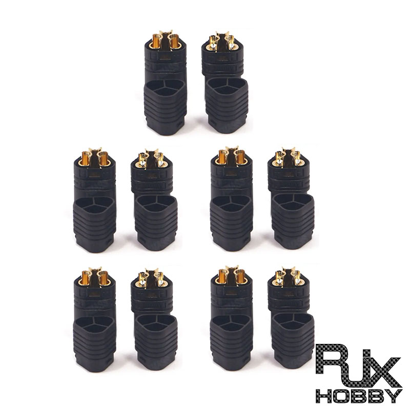 RJX 5 Pair Amass MT60 Three-hole Plug Connector Black Male & Female 