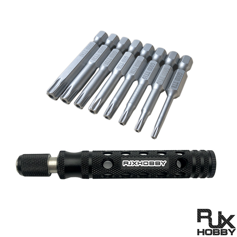 RJXHOBBY TP8/TP10/TP15/TP20/TP25/TP27/TP30/TP40 1/4inch 6.35mm L50mm Torx Head Bits with handle for Electric Screwdriver