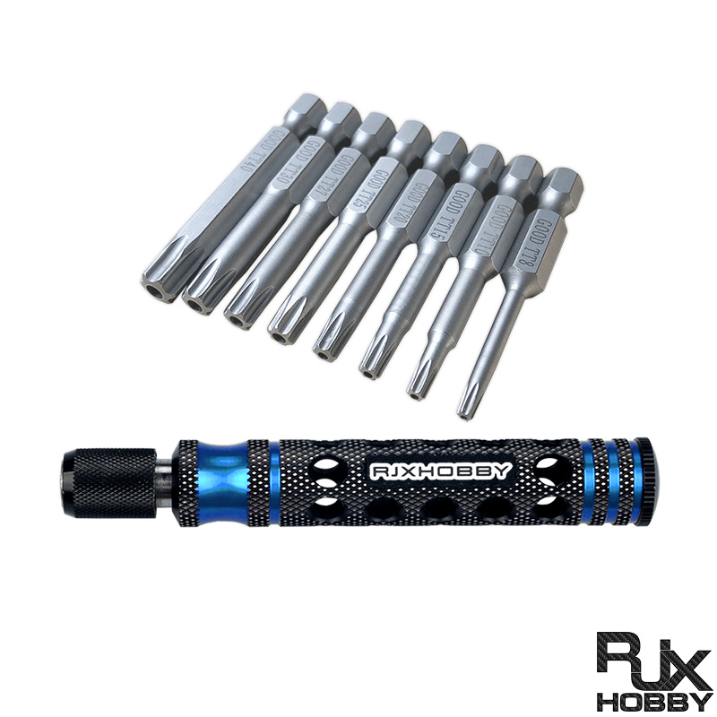 RJXHOBBY TP8/TP10/TP15/TP20/TP25/TP27/TP30/TP40 1/4inch 6.35mm L50mm Torx Head Bits with handle for Electric Screwdriver