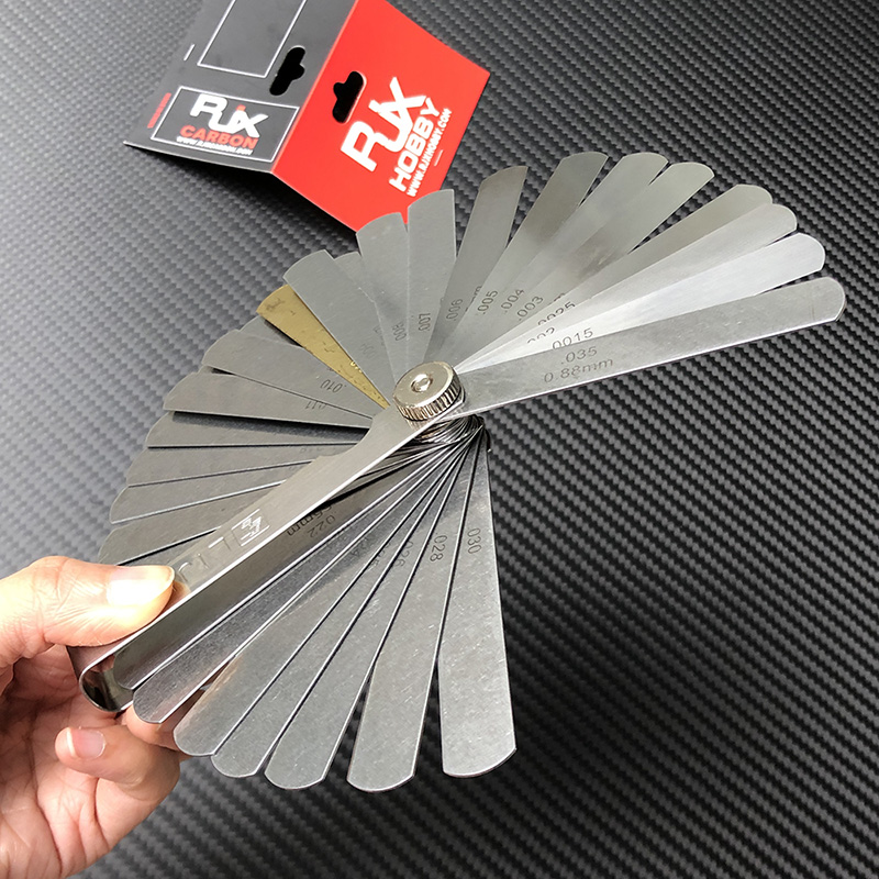 RJX 32PCS Blades Steel Feeler Gauge 0.0015-0.035 inch/ 0.04-0.88mm Dual Marked Metric and Imperial Gap Measuring Tool