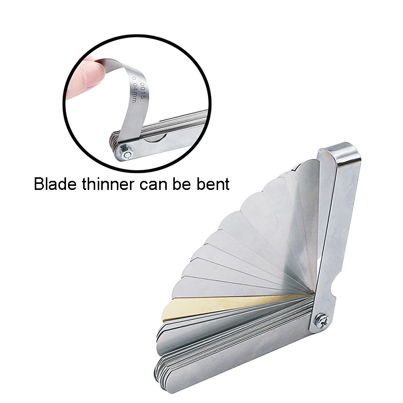 RJX 32PCS Blades Steel Feeler Gauge 0.0015-0.035 inch/ 0.04-0.88mm Dual Marked Metric and Imperial Gap Measuring Tool