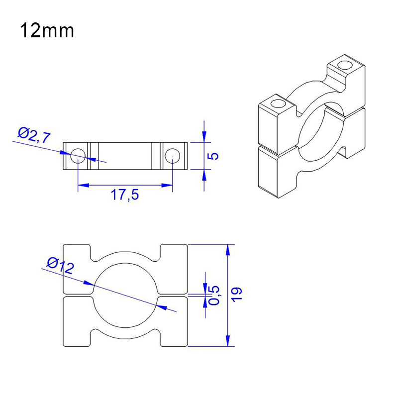 RJX 12/16/20/25mm Pipe clamps for carbon fiber tube/Aluminum tube clips carbon tube clip pipe clamp