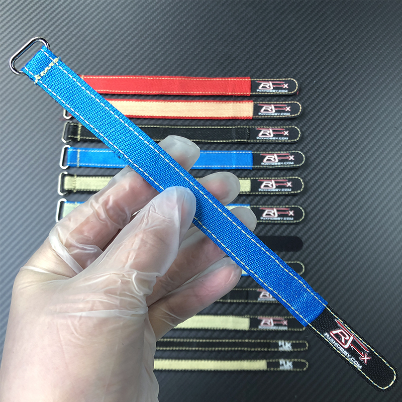 RJXHOBBY 2pcs Zinc Alloy Seamless Buckle Kevlar Battery Strap(Width: 16mm Length: 150-1000mm ）