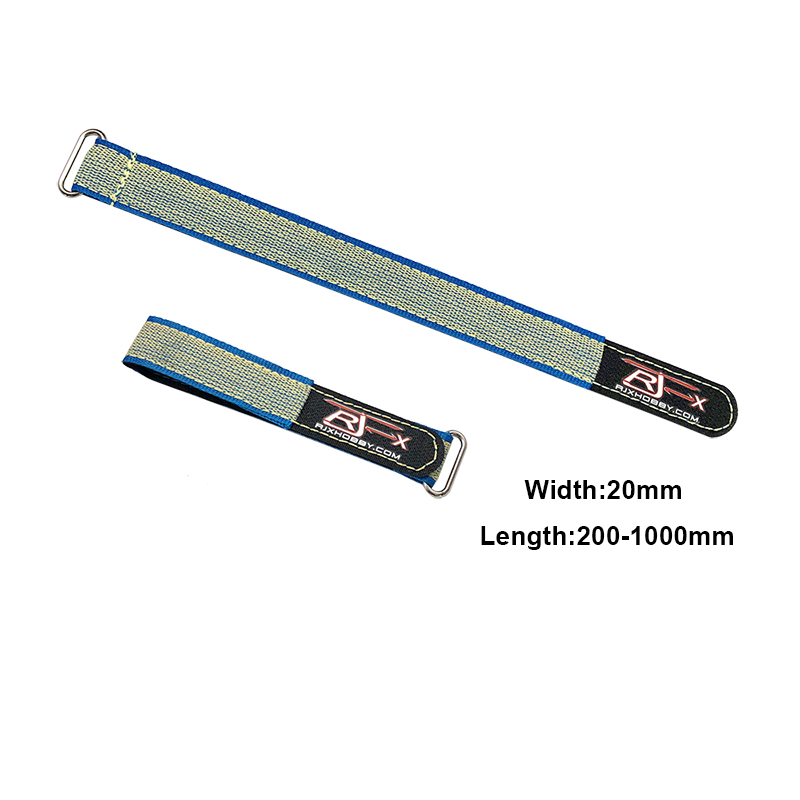 RJXHOBBY 2pcs Zinc Alloy Seamless Buckle Kevlar Battery Strap(Width: 20mm Length: 200-1000mm ）
