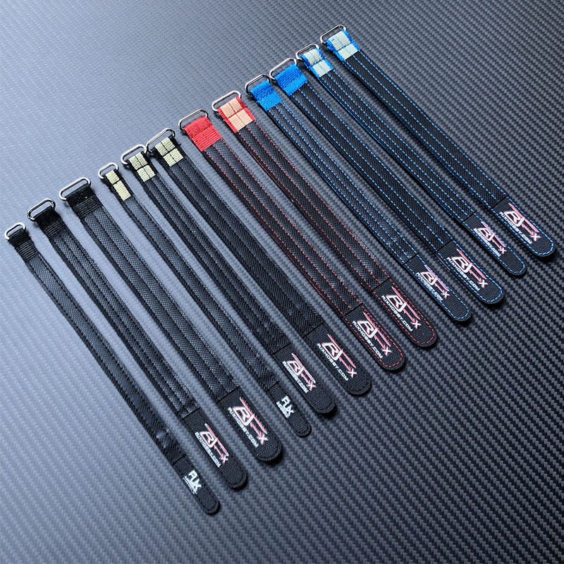 RJXHOBBY 2pcs Kevlar Battery Strap Kevlar Stitching Rubber Grip and Zinc Alloy Seamless Buckle(Width: 16mm Length: 150 -400mm)