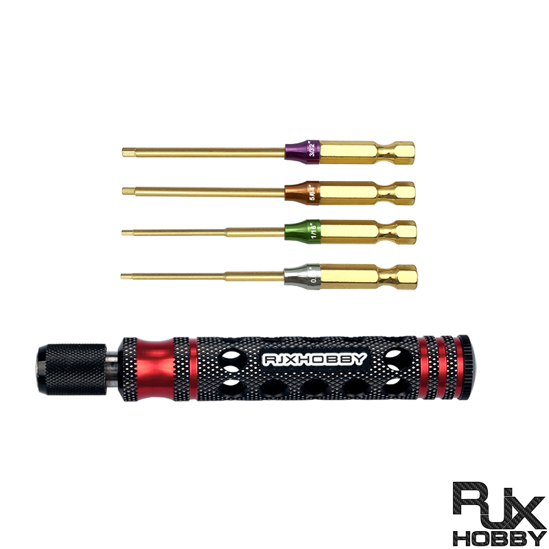 RJX 6.35mm 4 in1 Hex Screwdriver 0.05" 1/16" 5/64" 3/32" for RC Car helicopter FPV
