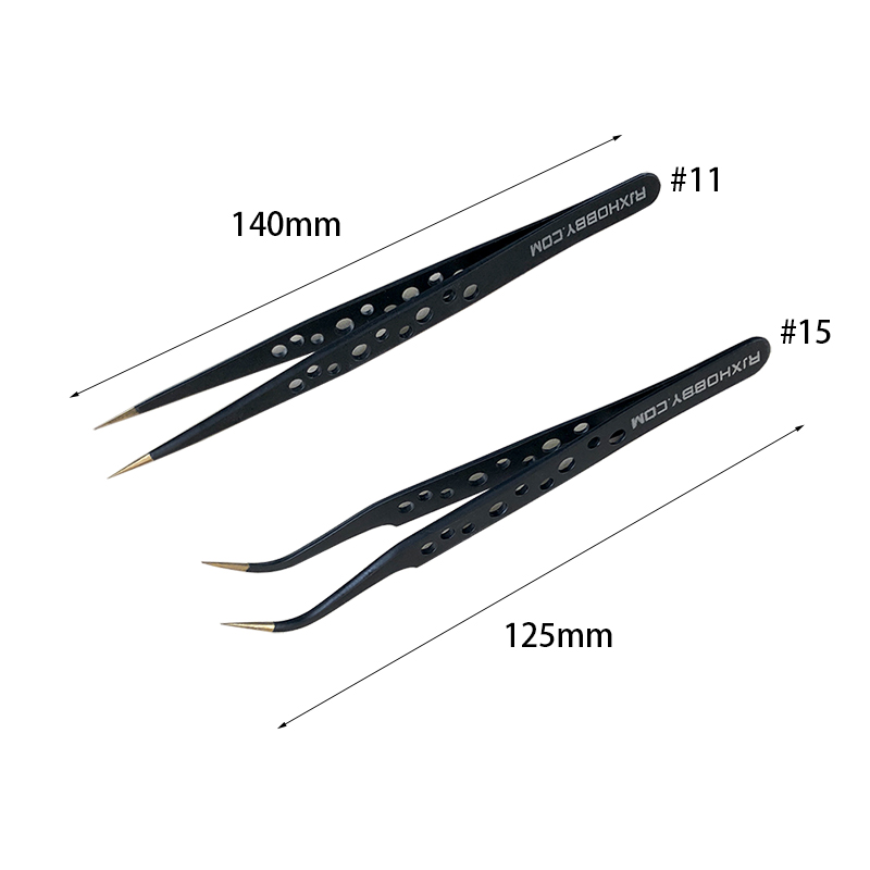 RJX High Precision 45° Curved Tweezer Stainless Steel Cooling Hole Electronics Repair Hand Tools