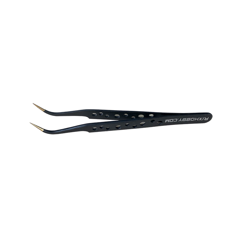RJX High Precision 45° Curved Tweezer Stainless Steel Cooling Hole Electronics Repair Hand Tools