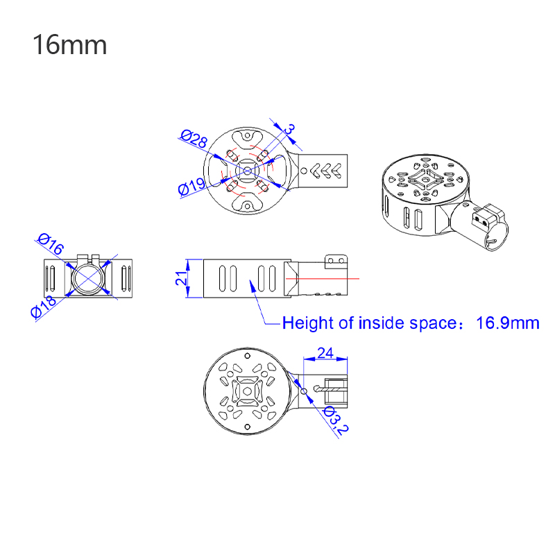 RJX 1PCS 12 / 16 / 20 / 25 / 28mm Motor Mount Seat for UAV Hexacopter Multicopter Agricultural Drone 