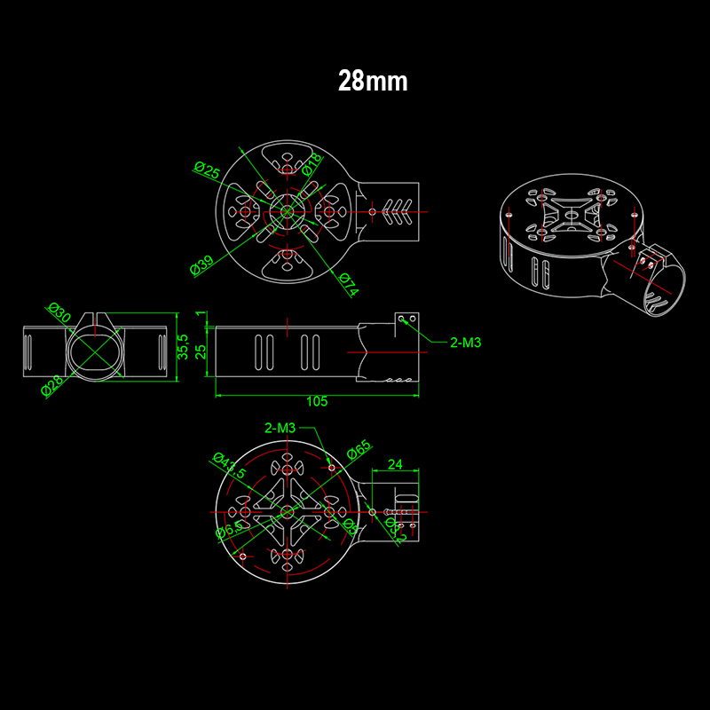 RJX 1PCS 12 / 16 / 20 / 25 / 28mm Motor Mount Seat for UAV Hexacopter Multicopter Agricultural Drone 