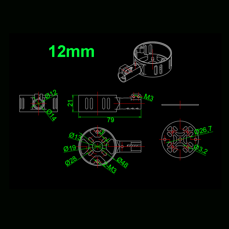 RJX 1PCS 12 / 16 / 20 / 25 / 28mm Motor Mount Seat for UAV Hexacopter Multicopter Agricultural Drone 