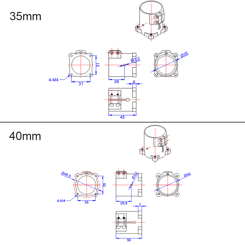 RJXHOBBY 1pcs 90° D16 20 25 30 35 40mm Landing Gear Vertical Mount Base Nozzle Connecting Rod Fixing Parts for RC UAV Drone