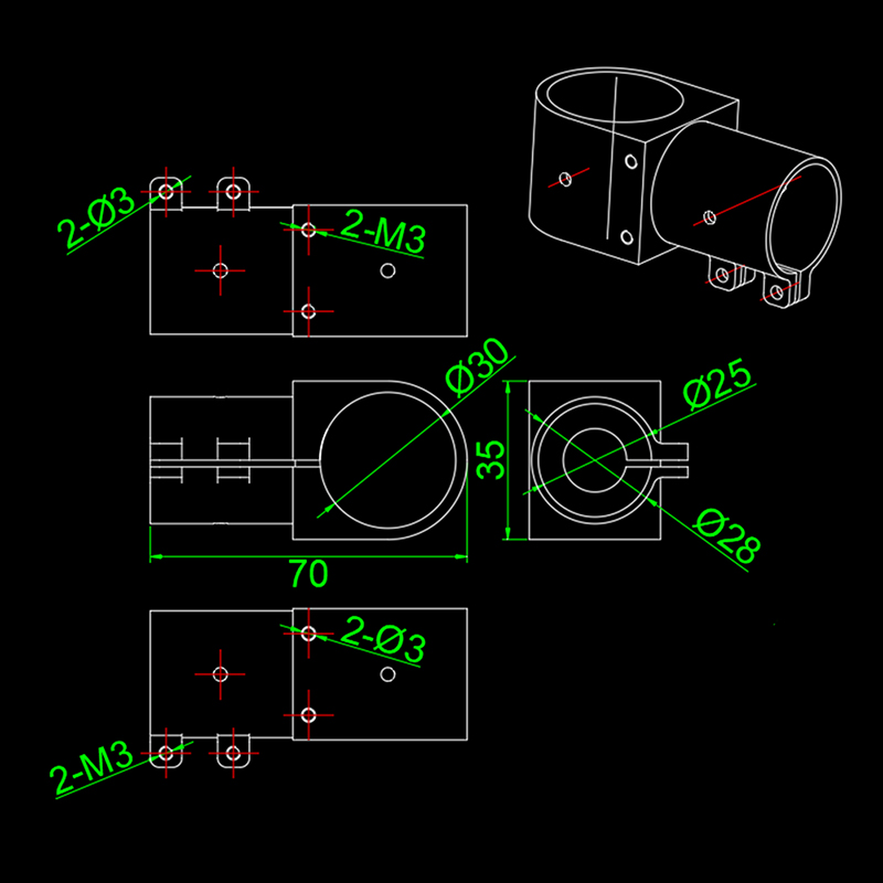 RJX Landing Gear Aluminum Alloy Tee Tripod  25m to 30mm Carbon Fiber Tube Connector For Agriculture Drone UAV