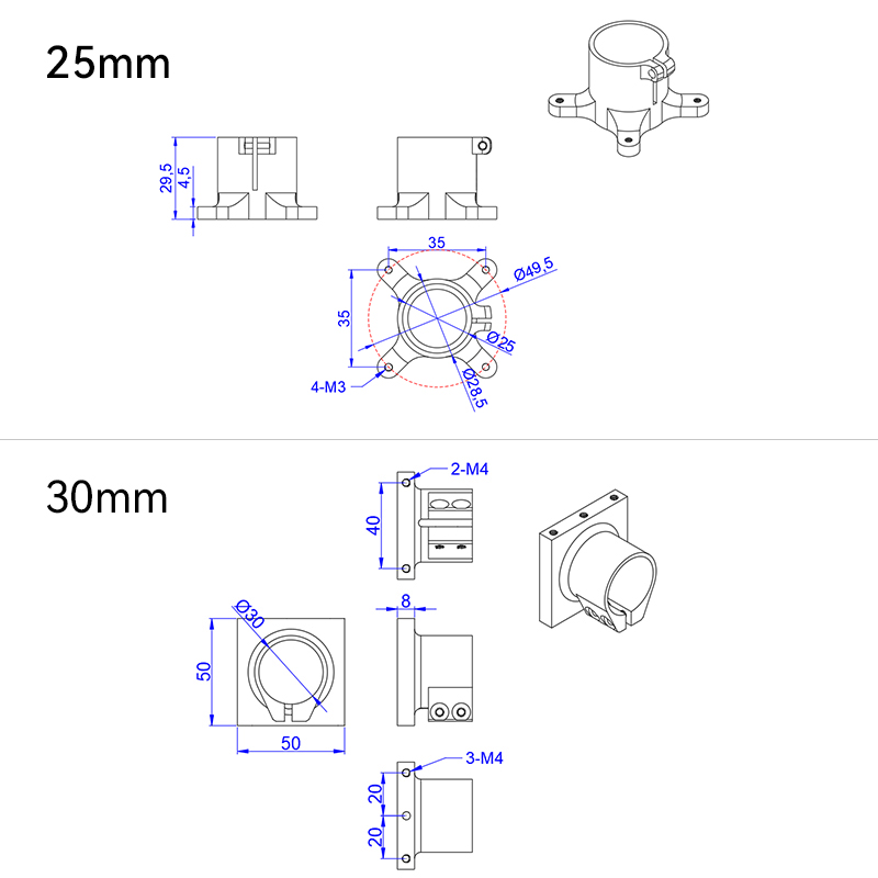 RJXHOBBY 1pcs 16 20 25 30mm Tripod Vertical Fixed Seat Landing Gear Fixture Mount Tube Support for RC Agriculture Plant UAV Drone