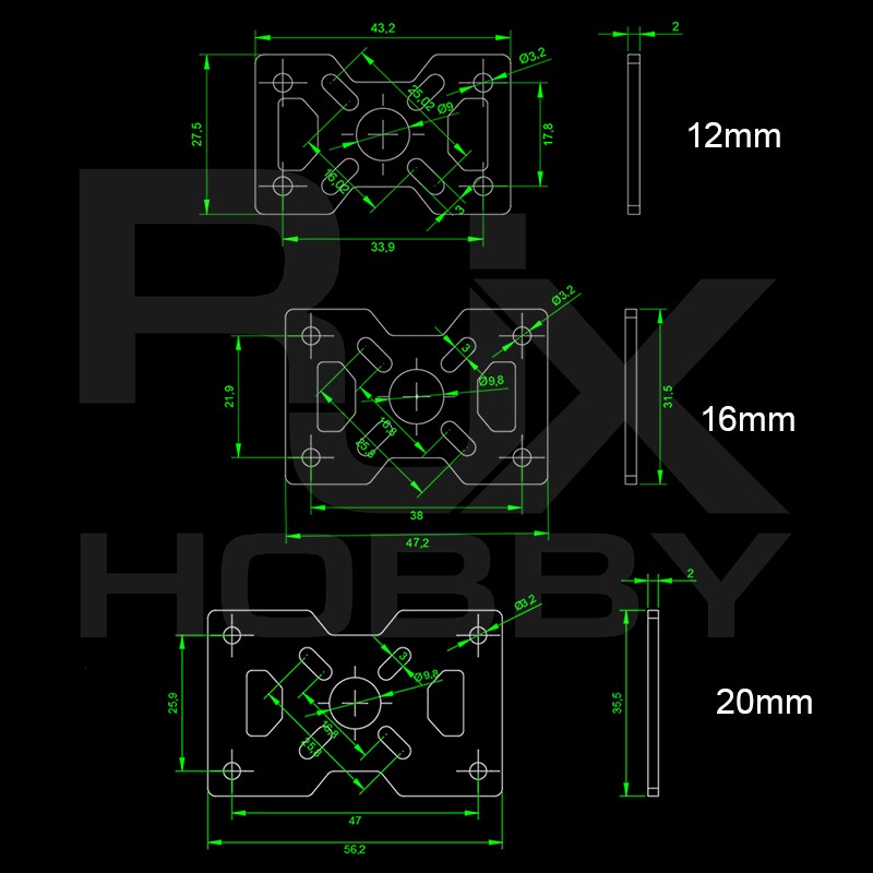 RJXHOBBY 1pcs 3K Carbon Fiber Plate Motor Fixed Mount Clip Holder Bracket for 12/16/20/22/25/30mm Tube Clamp RC Drone DIY