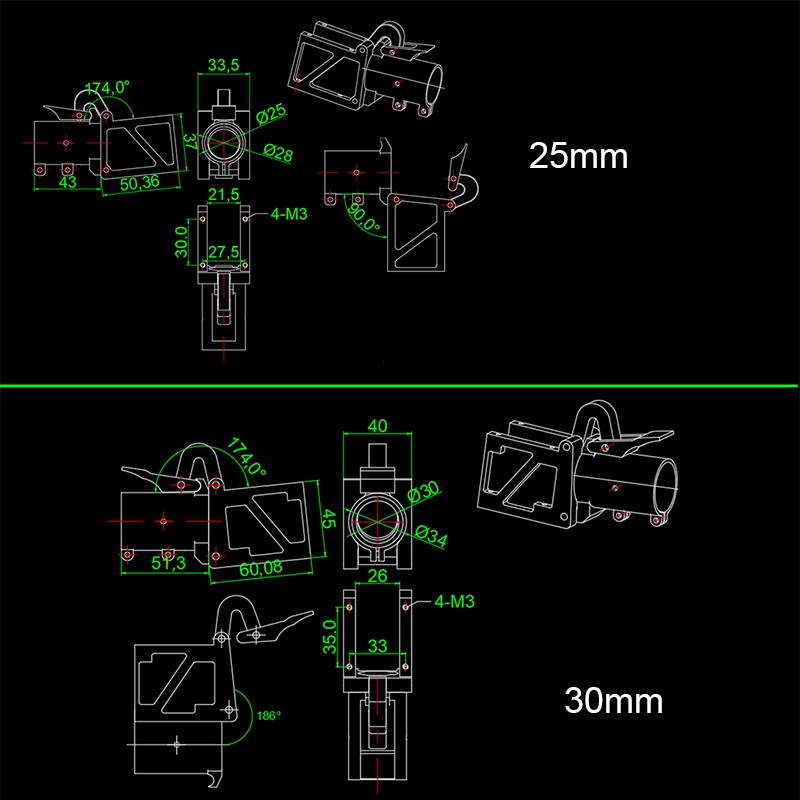 RJX 1pcs 6° Aluminum alloy folding down arm pipe joint 25mm 30mm for plant protection uav RC helicopter spareparts