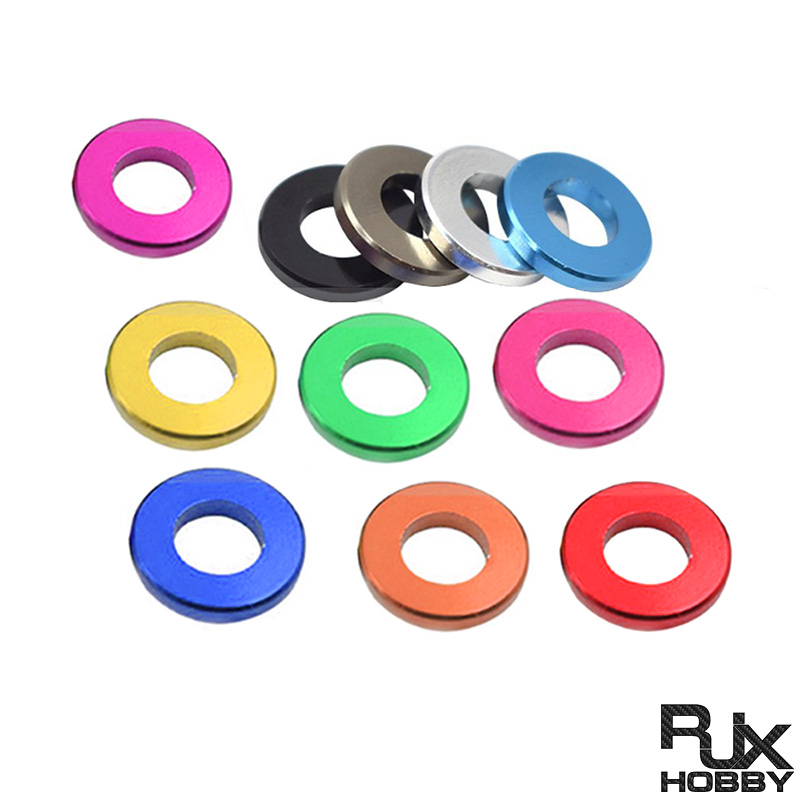 RJX 50pcs M4x10x1.5 / M5x12x2mm / M6x12x2mm Aluminum Alloy Flat Washer Gasket