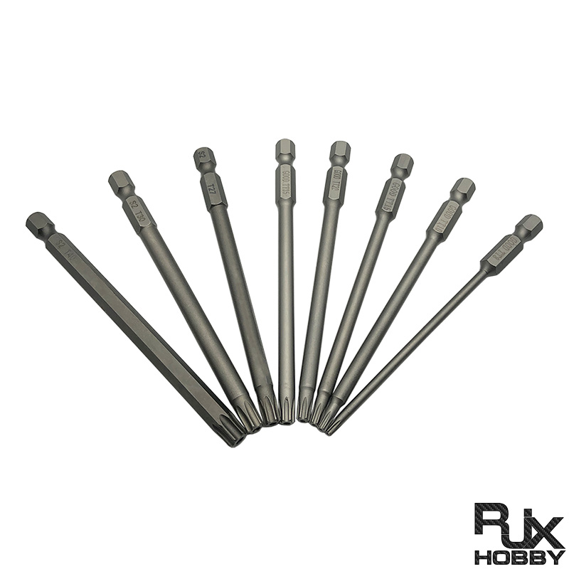 RJX 8pcs 1/4 Inch 6.35mm Length 100mm Torx Head Electric Screwdriver Bits Tip TP8, TP10, TP15, TP20, TP25, TP27, TP30, TP40