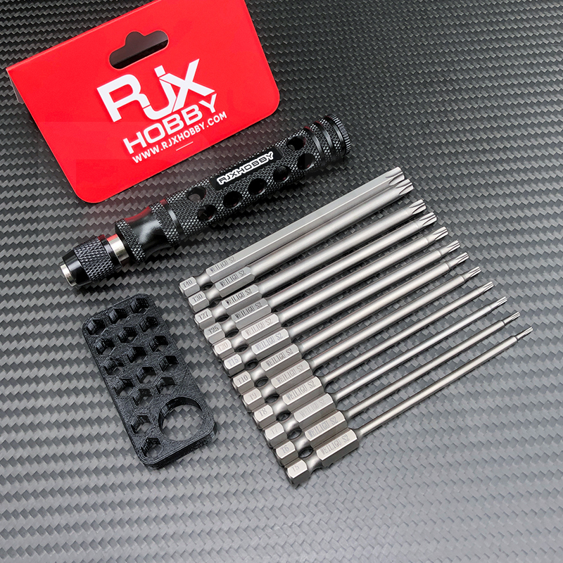 RJXHOBBY 12pcs 1/4Inch 6.35mm Torx Head Electric Screwdriver Bits Tip with handle T5 T6 T7 T8 T9 T10 T15 T20 T25 T27 T30 T40