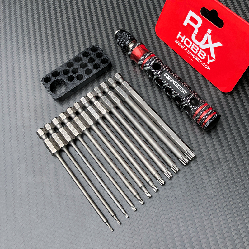 RJXHOBBY 12pcs 1/4Inch 6.35mm Torx Head Electric Screwdriver Bits Tip with handle T5 T6 T7 T8 T9 T10 T15 T20 T25 T27 T30 T40