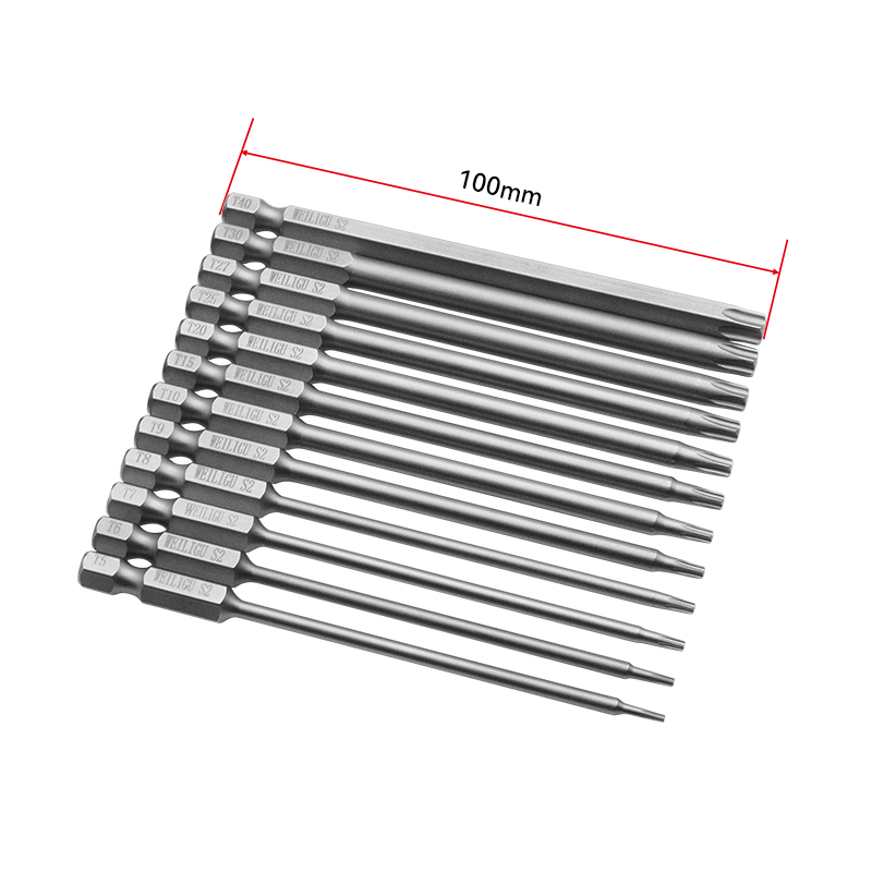 RJXHOBBY 12pcs 1/4Inch 6.35mm Torx Head Electric Screwdriver Bits Tip with handle T5 T6 T7 T8 T9 T10 T15 T20 T25 T27 T30 T40