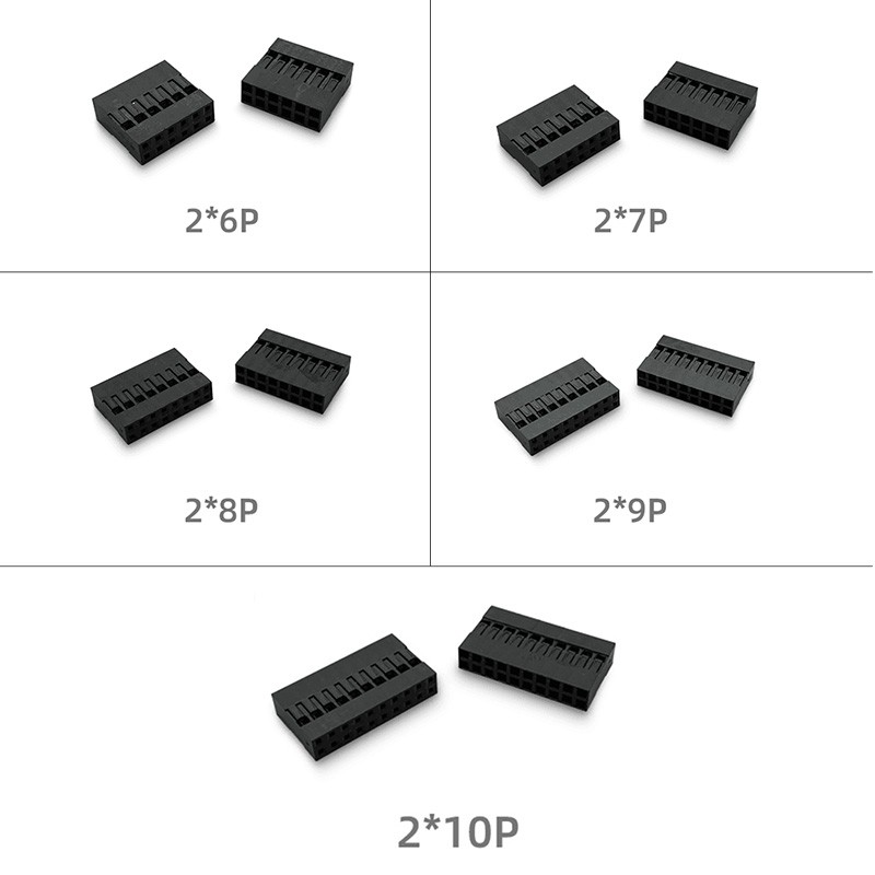 RJX 500pcs DuPont Rubber-shell 2.54mm Spacing DuPont-wire Plug Double Row  2P 3P 4P 5P 6P 7P 8P 9P 10P 