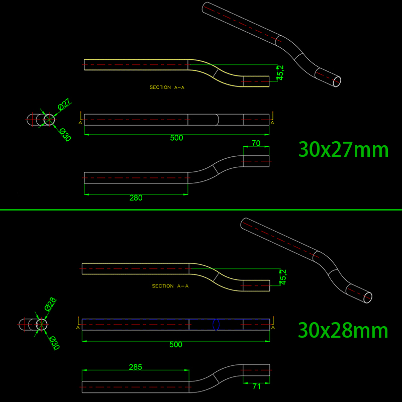 RJX 1pcs 30X27mm 30X28mm 3K carbon fiber  bend tube for UAV drone arm  Plant Protection Multicopter