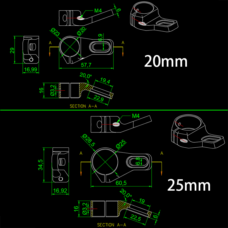 RJXHOBBY 1pcs 20mm 25mm Medicine Box Fixed Parts Lengthen Tripod Drug Tank Fastener Fixture Connector for UAV Drone 
