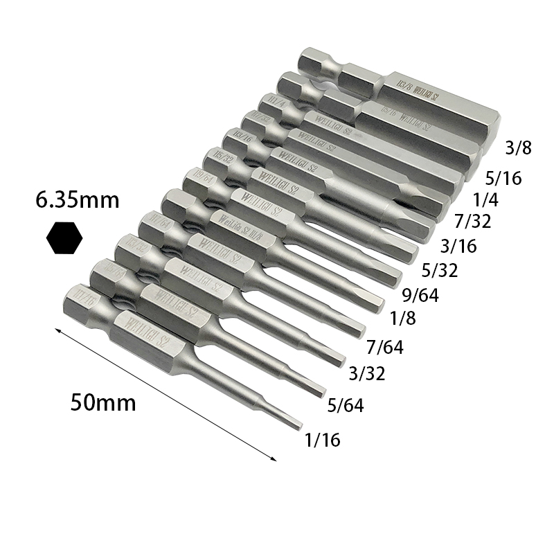 RJXHOBBY 12pcs 1/16"5/64"3/32"7/64"1/8"9/64"5/32"3/16"7/32"1/4"5/16" 3/8"Hex Shank Magnetic Hexagon Screwdriver