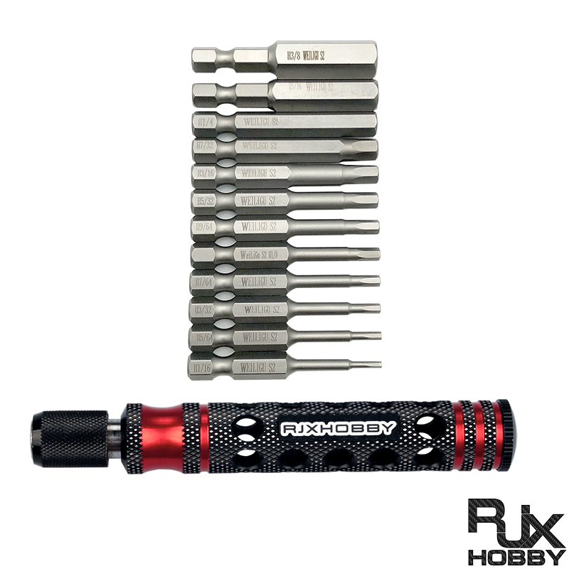 RJXHOBBY 12pcs 1/4 Inch 6.35mm Length 50mm Hex Shank Magnetic Hexagon Screwdriver
