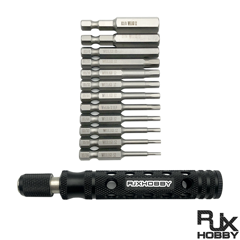 RJXHOBBY 12pcs 1/4 Inch 6.35mm Length 50mm Hex Shank Magnetic Hexagon Screwdriver